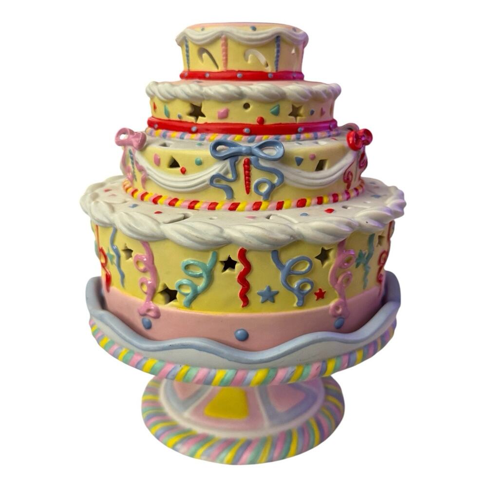 Party Lite Celebration Tiered Cake Shaped Tealight Pedestal Colorful Whimsical - Picture 2 of 7